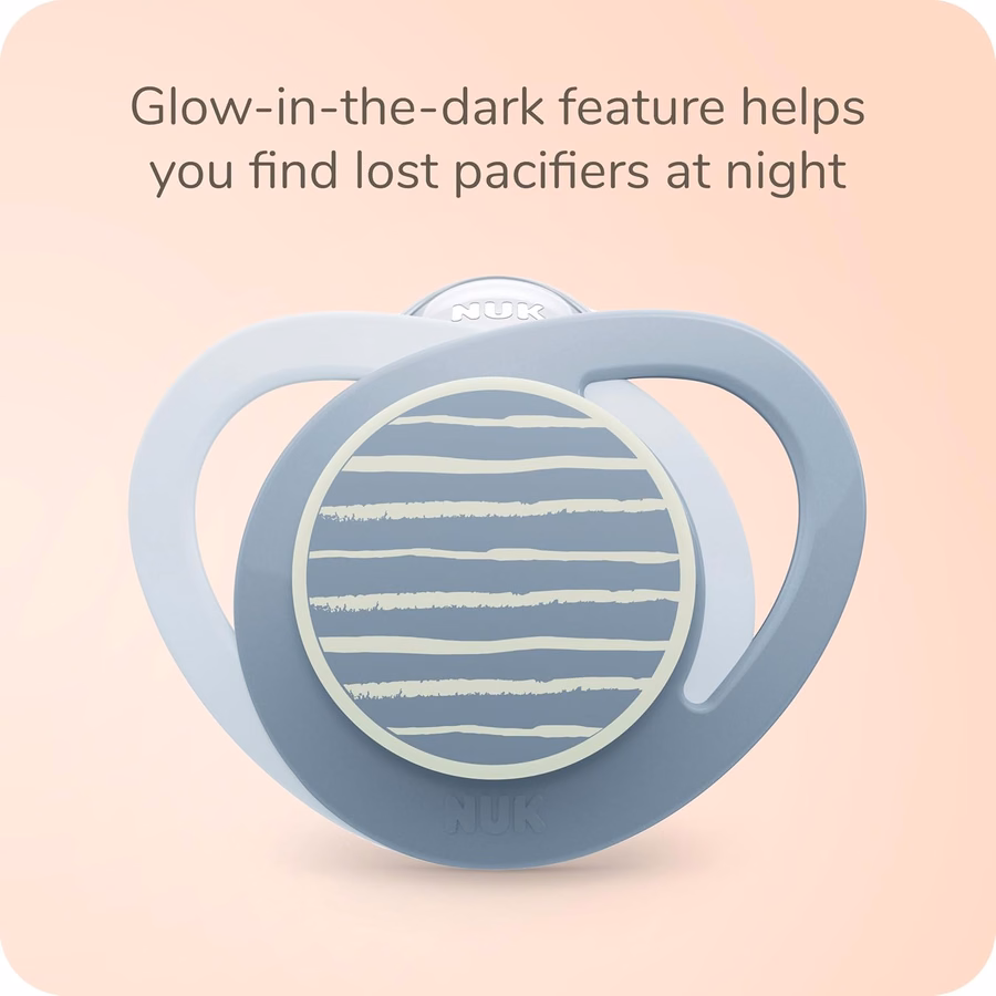 NUK Glow-in-the-Dark Orthodontic Pacifier with Heart-Shaped Shield, BPA-Free, fits 18-36 Months, 4-Pack : Health & Household