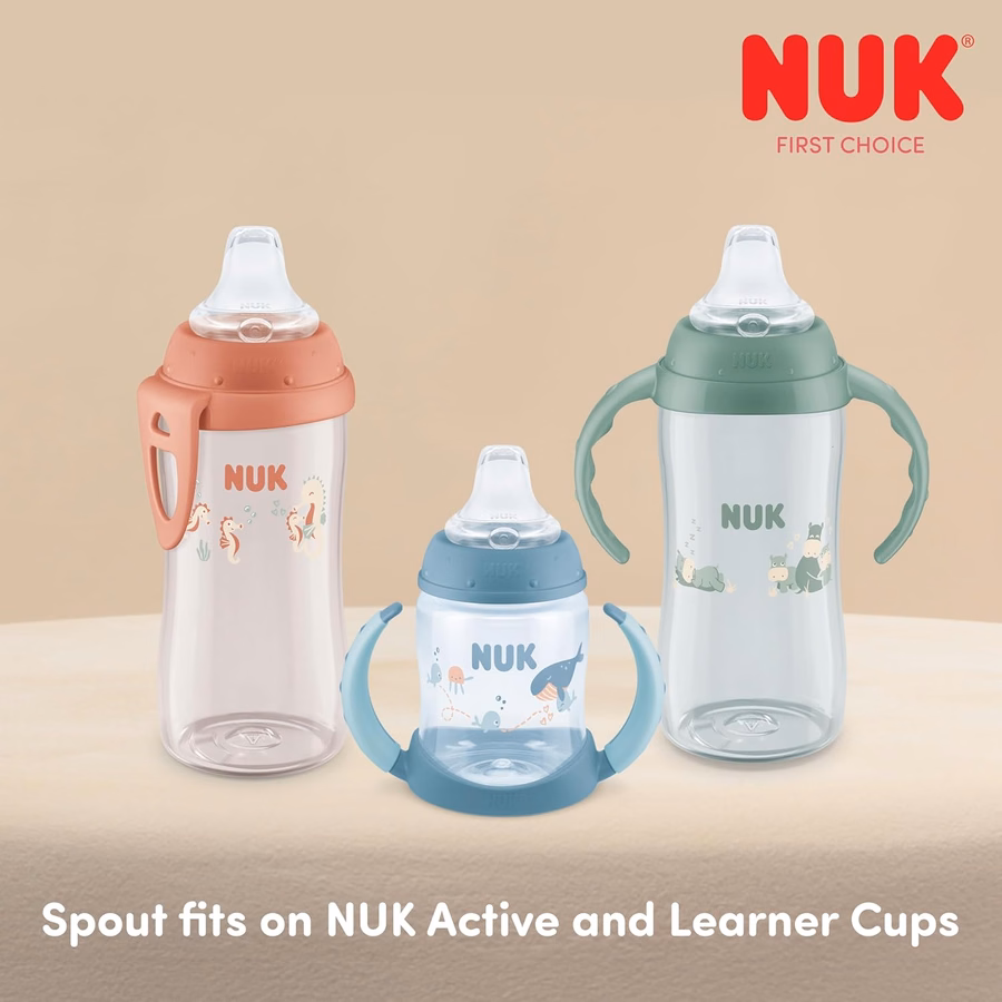 NUK Replacement Silicone Spout for Select NUK Cups, Spill-Proof, Soft Spout, Dishwasher-Safe, BPA-Free, Clear, Pack of 3 : Baby