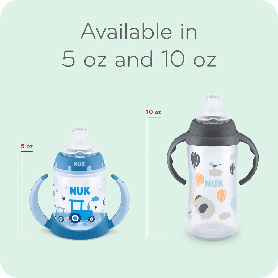 NUK Learner Cup, 10 oz, 8+ Months, 2 Count – BPA Free, Spill Proof Sippy Cup : Baby