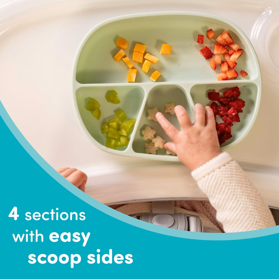 NUK Silicone Baby Tableware Bundle, Includes 1 Plate, 1 Bowl, 1 Cup, & 1 Spoon, Durable Suction Feature Helps Reduce Spills, Microwave-Safe, BPA-Free : Baby