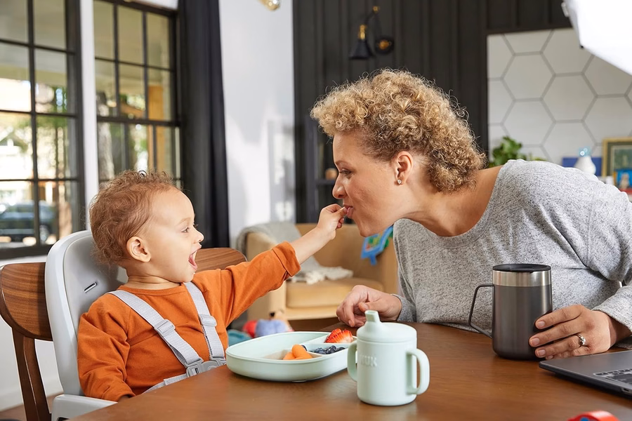 NUK Silicone Baby Tableware Bundle, Includes 1 Plate, 1 Bowl, 1 Cup, & 1 Spoon, Durable Suction Feature Helps Reduce Spills, Microwave-Safe, BPA-Free : Baby