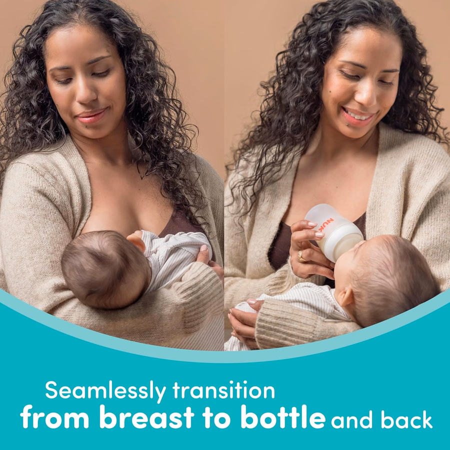 NUK Perfect Match 2-in-1 Natural and Anti-Colic Bottle with Slow Flow, Wide, Adaptable Nipple, 5oz., 2 Pack : Baby