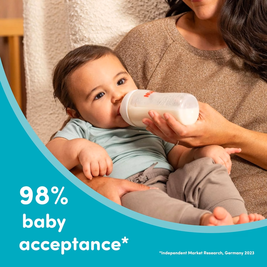 NUK Perfect Match 2-in-1 Natural and Anti-Colic Bottle with Slow Flow, Wide, Adaptable Nipple, 5oz., 2 Pack : Baby