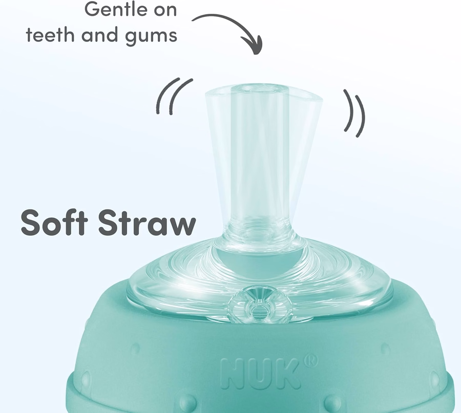 NUK Learner Straw Cup, 5oz, 2-Pack - Toddler Sippy Cup with Soft Straw for Easy Drinking, Suitable for Ages 8 Months and Up, Green : Baby