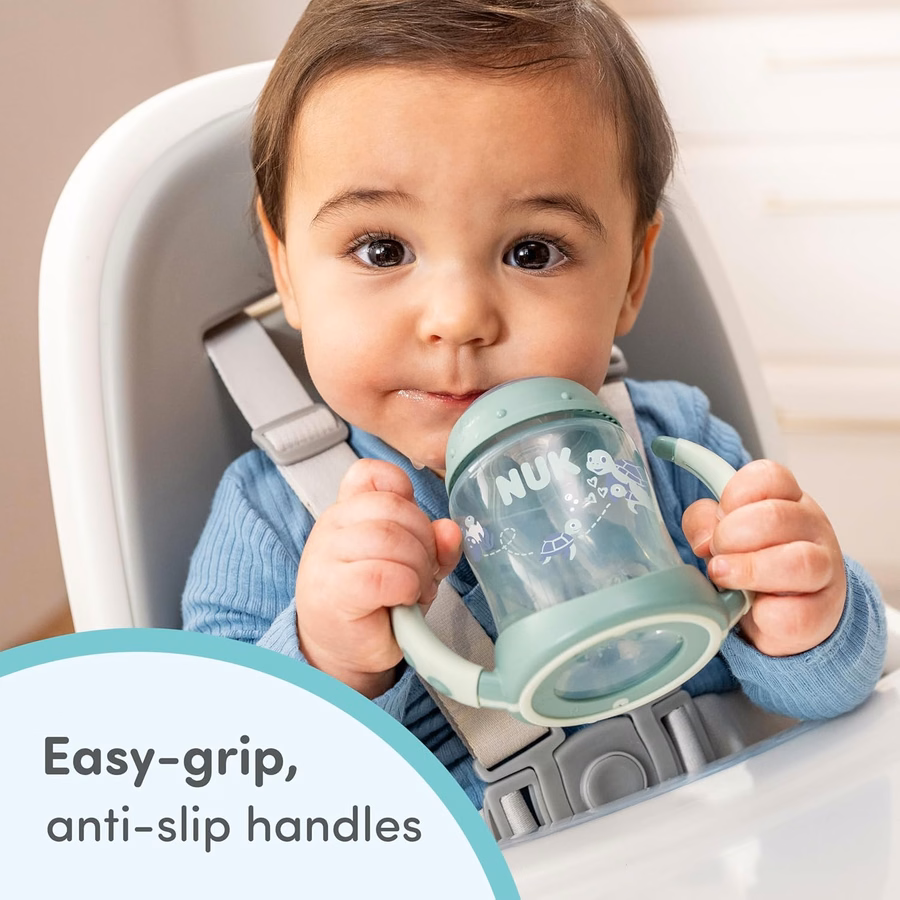NUK Learner Straw Cup, 5oz, 2-Pack - Toddler Sippy Cup with Soft Straw for Easy Drinking, Suitable for Ages 8 Months and Up, Green : Baby