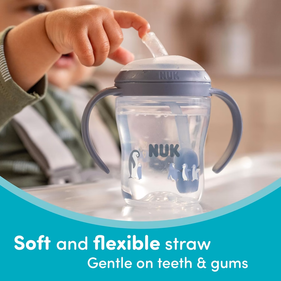 NUK Perfect Match Learner Straw Cup, 5 oz, 2 pack – Soft Straw, Easy-Grip Handles, BPA Free, Spill Proof Transition Sippy Cup : Office Products