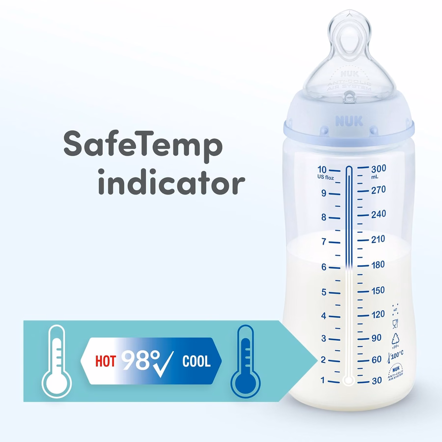 NUK First Choice Smooth Flow Anti-Colic Bottle, Peach, 5 oz. Baby Bottle with SafeTemp Temperature Indicator, Newborn Essentials, 4-Pack : Baby